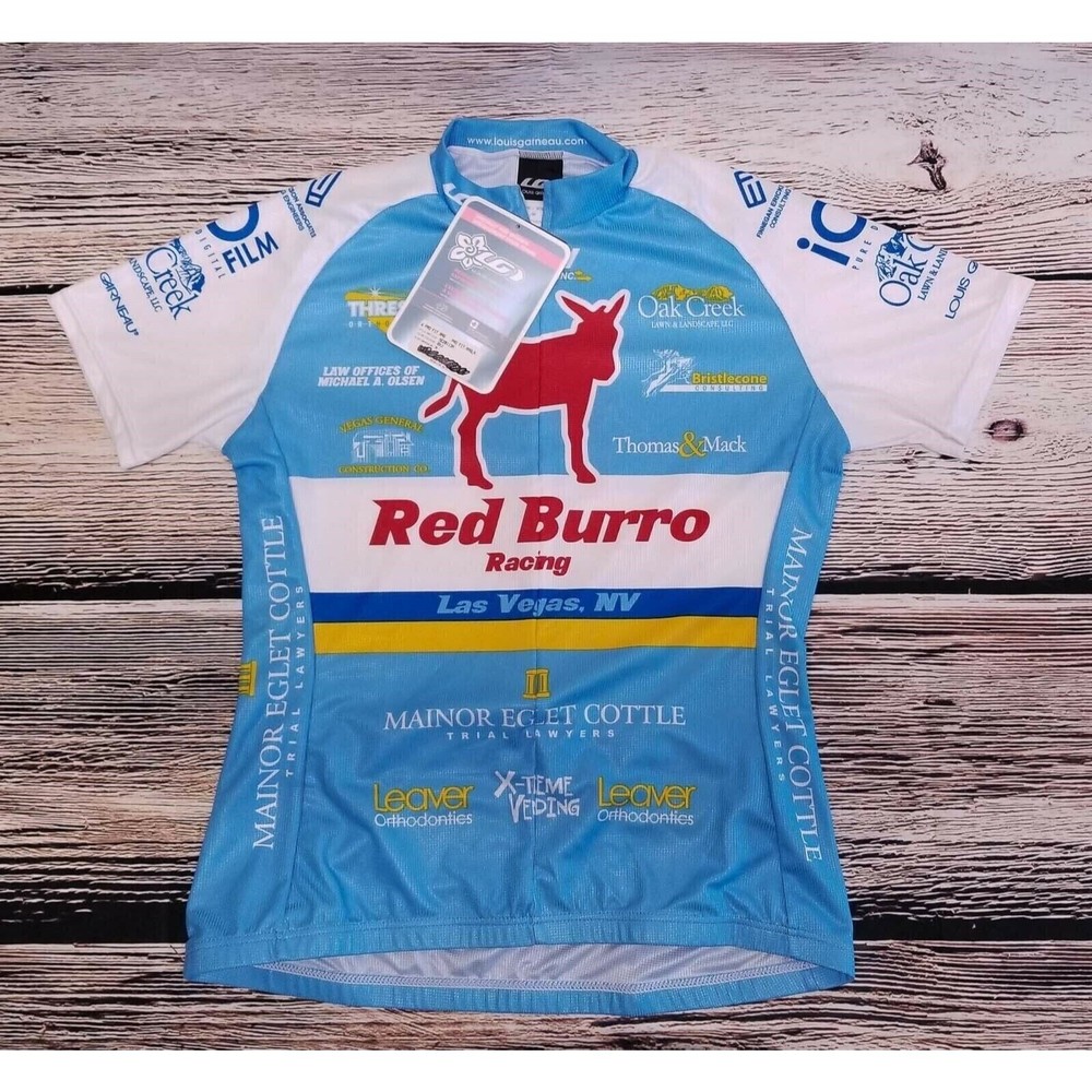 Louis Garneau Women Pro Fit Cycling Jersey Size M Red Burro Racing Las Vegas
